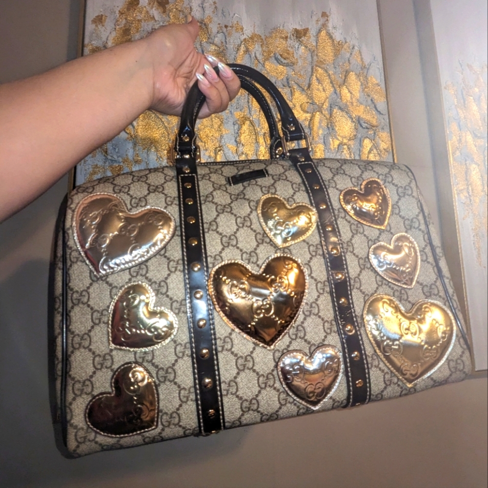 Gucci chrome metallic hearts handbag